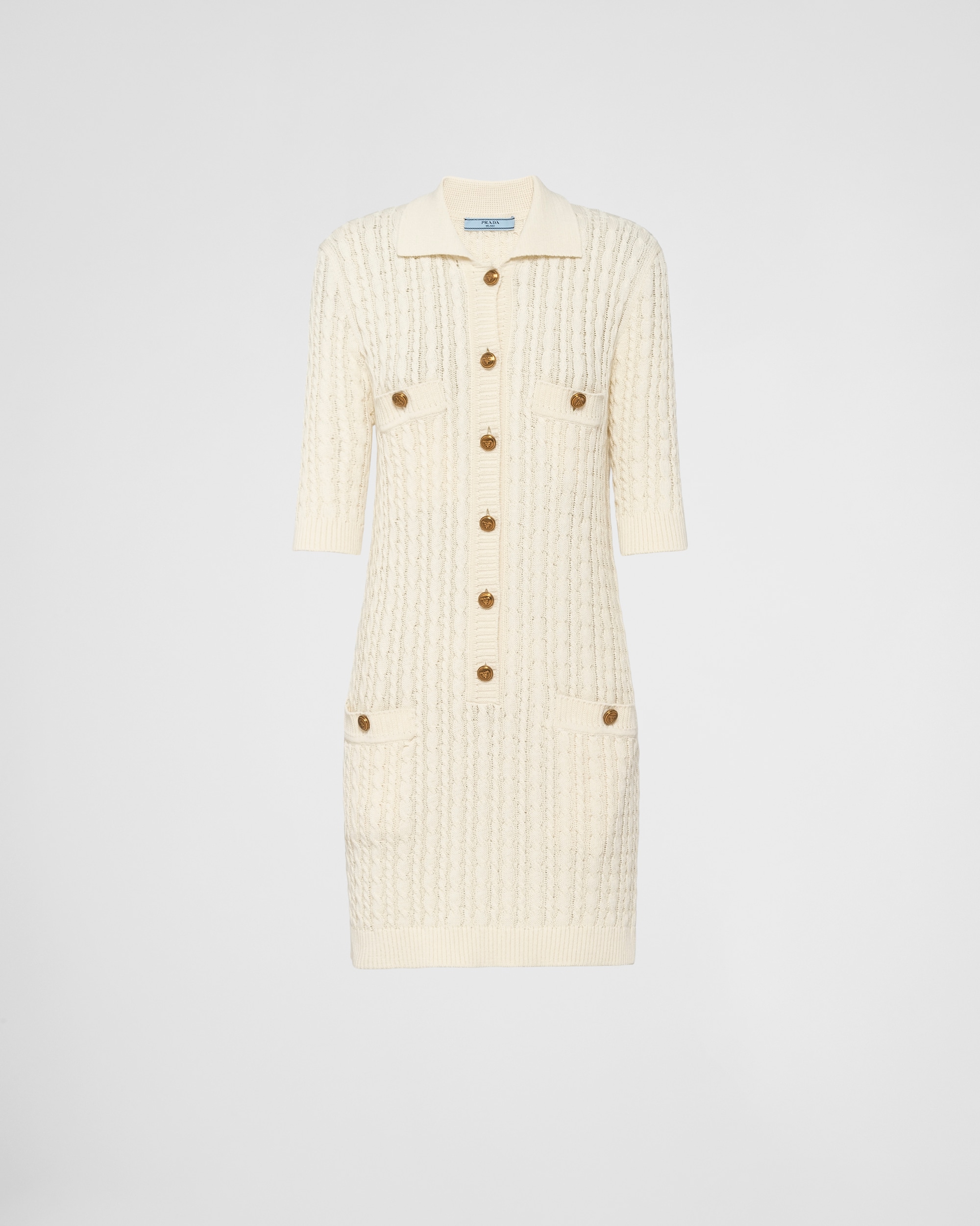 Prada Cable Knit Cotton Mini Dress