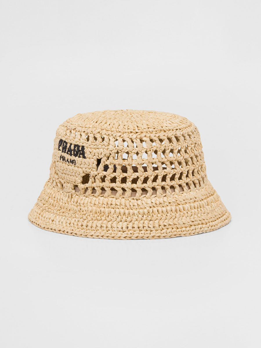 Prada Natural Raffia Bucket Hat