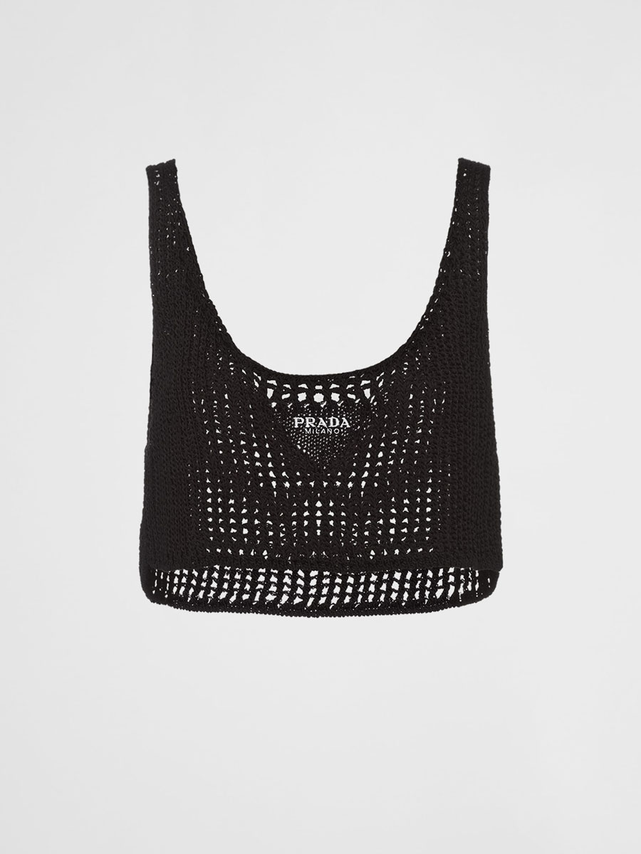 Prada Openwork Cotton Crop Top