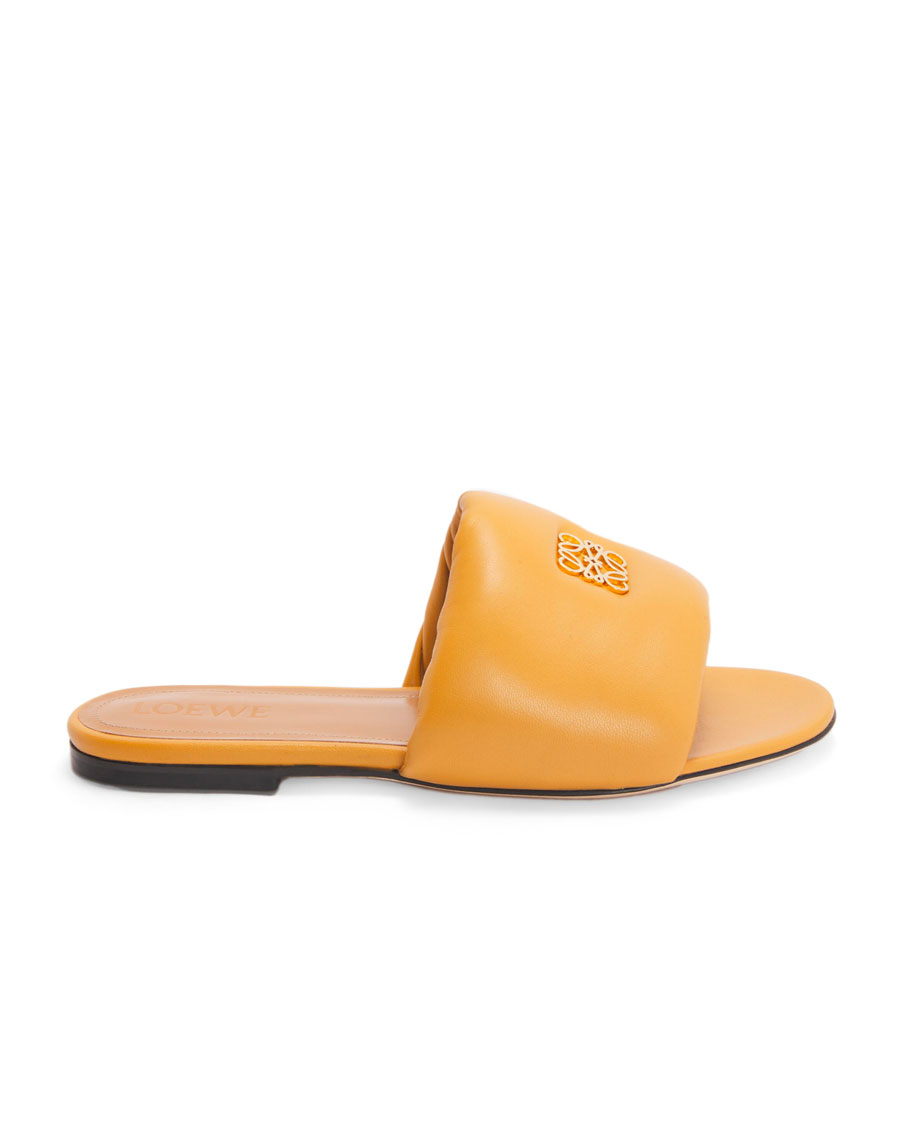 Anagram padded slide in lambskin