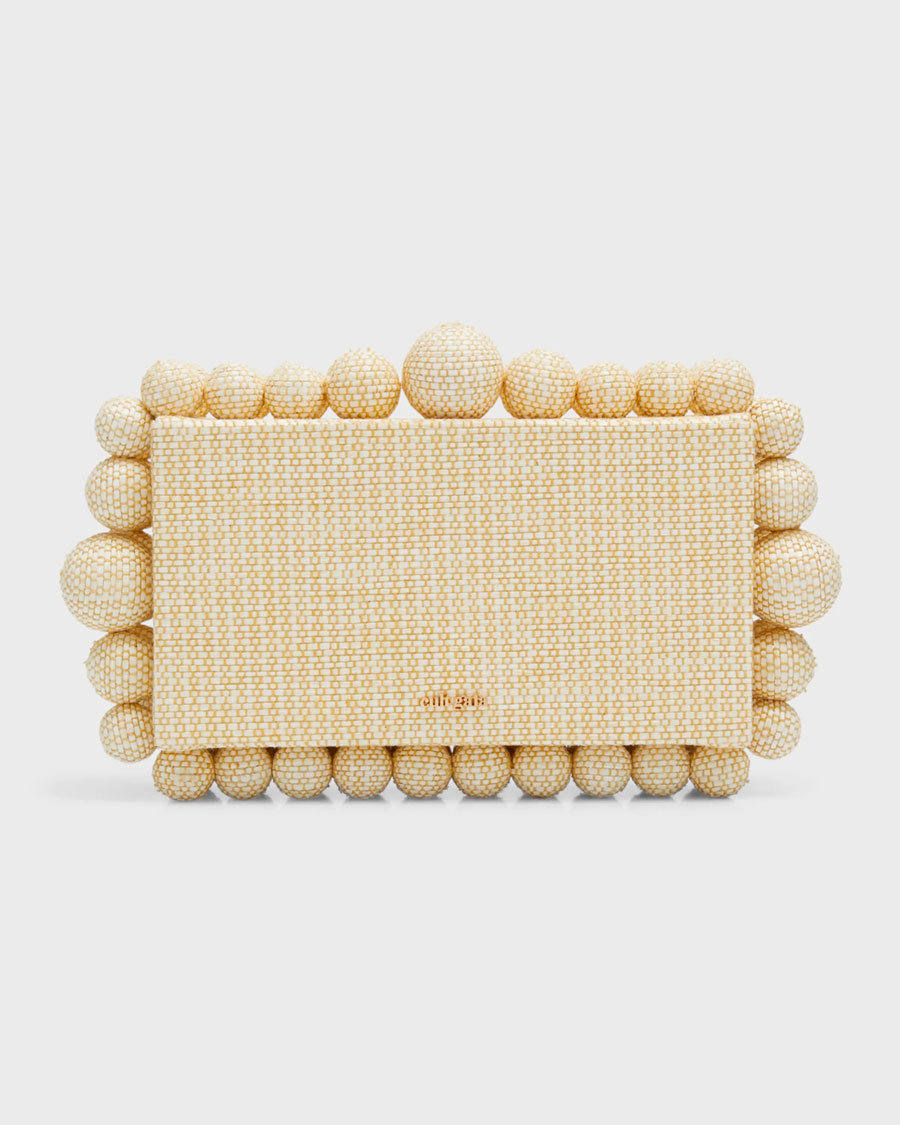 Cult Gaia Eos Beaded Raffia Clutch Bag