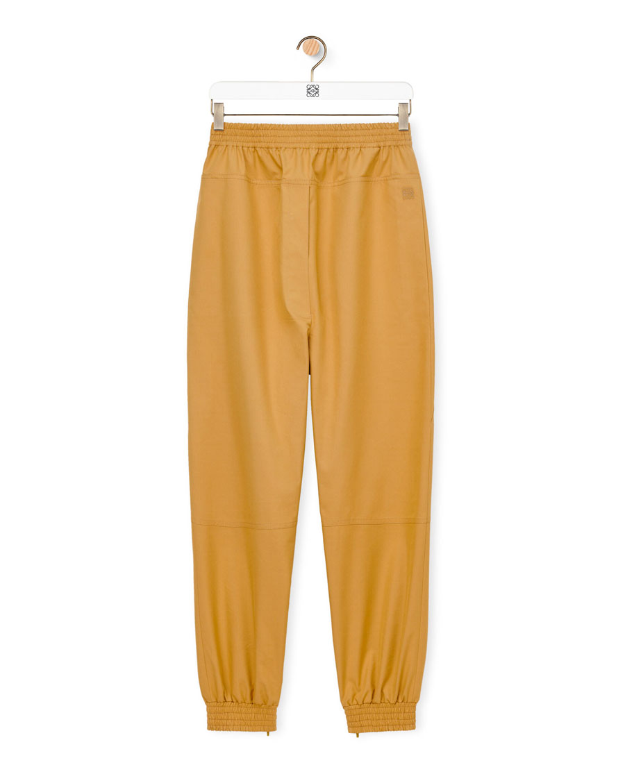 Elasticated trousers in cotton gabardine