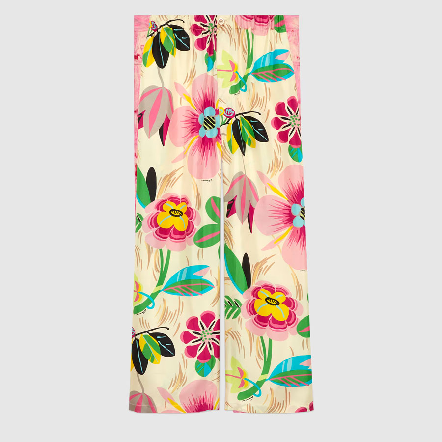 FLORAL PRINT SILK PANT