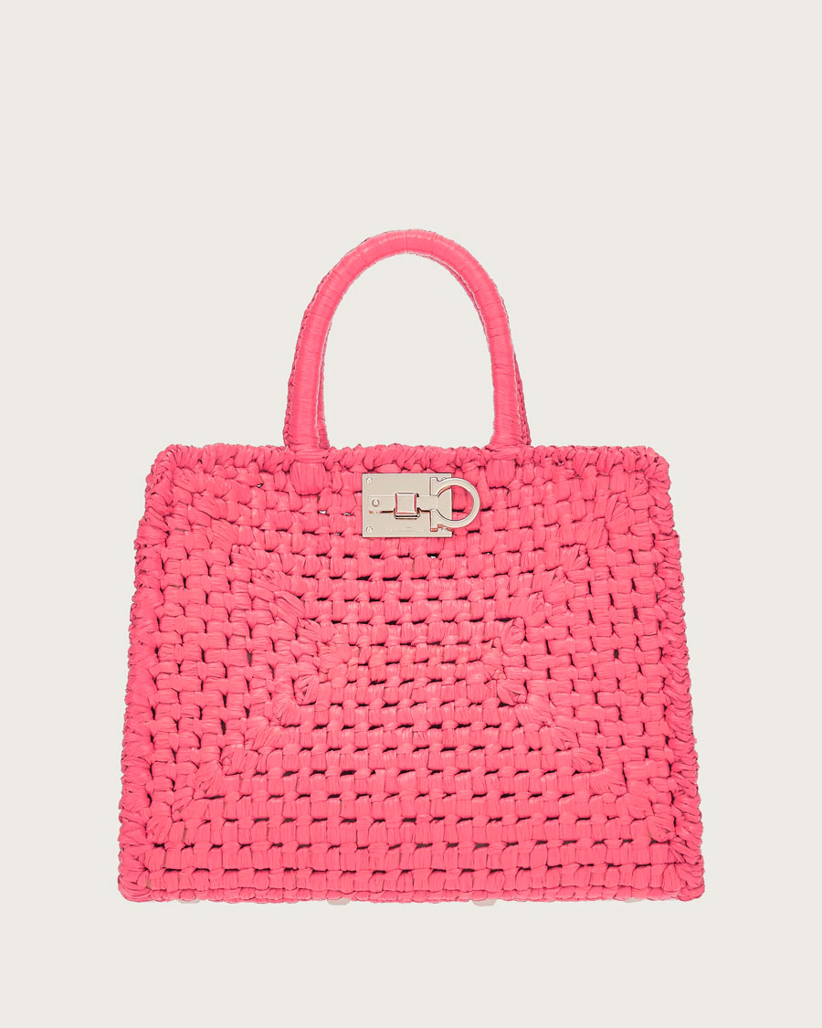 White and dark pink color ladies hand bag with silver color holder made of  jute my bag, coach bag price, bottega bag, gucci bag, louis vuitton bags, lv  bags