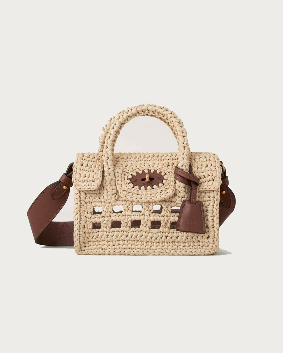 Mulberry Mini Bayswater Chalk Raffia