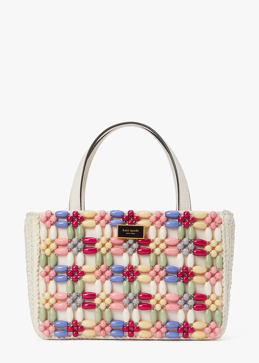 Sam Icon Beaded Raffia Small Tote