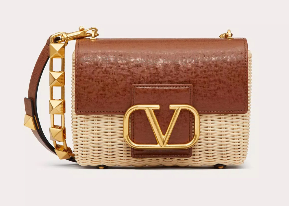 Valentino V Logo Wicker Bag