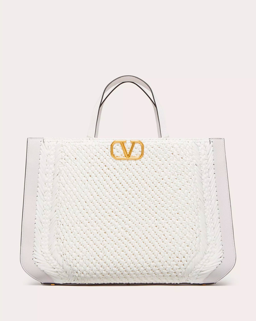 Valentino VLOGO SIGNATURE RAFFIA HANDBAG