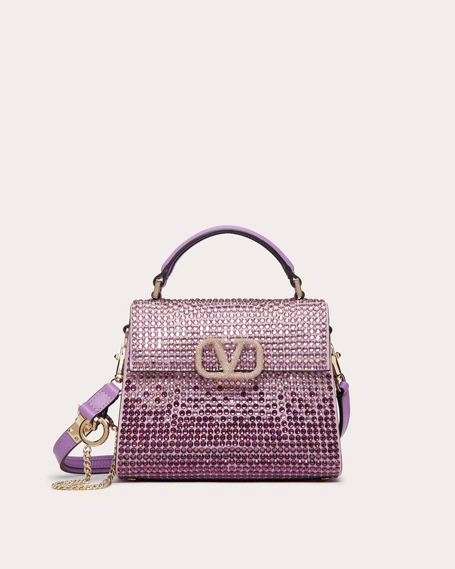 MINI VSLING HANDBAG WITH RHINESTONES