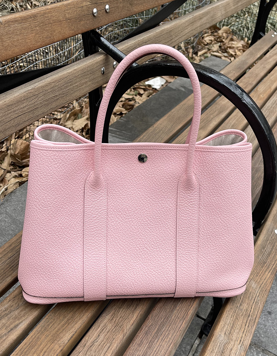 Hermes Garden Party Bag Togo Leather In Pink