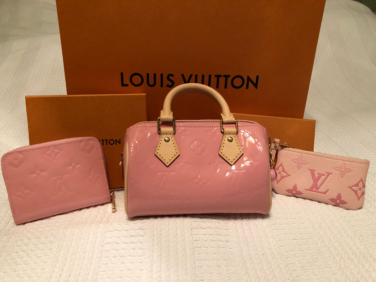 Shop Louis Vuitton Louis Vuitton Nano Speedy Mochi Pink handbag