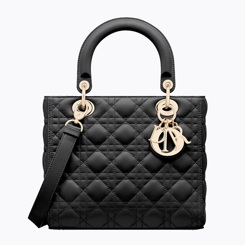 Medium Lady Dior Bag Black Cannage