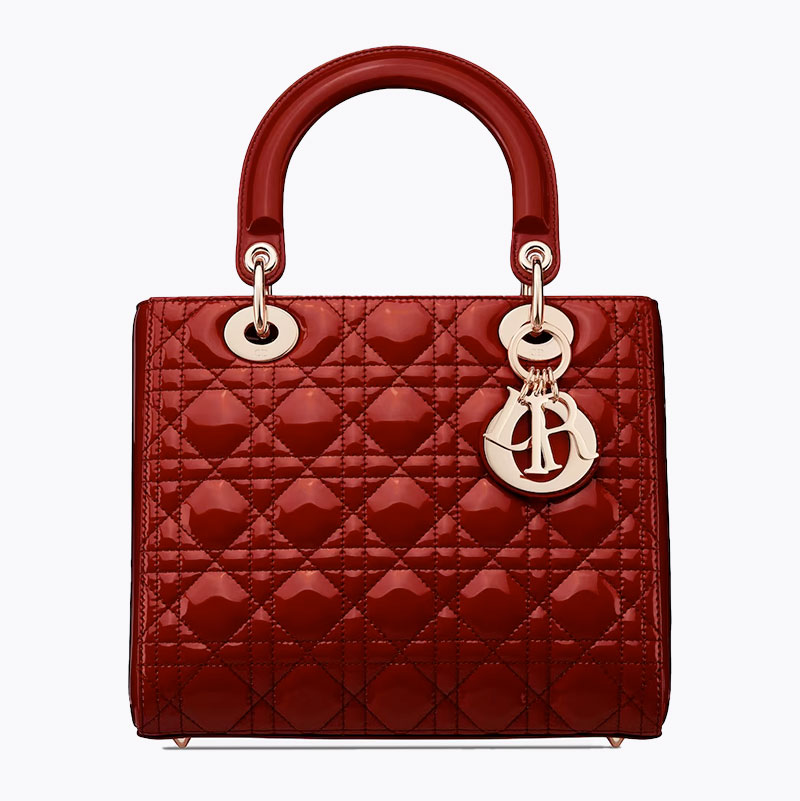 Medium Lady Dior Bag Cherry Red