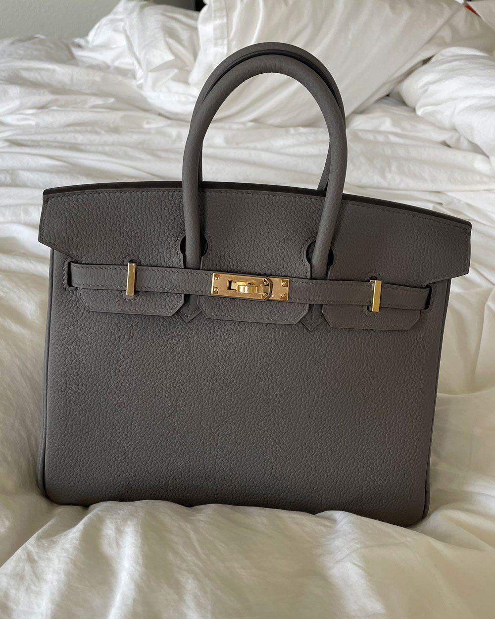 birkin 25 togo leather in etain