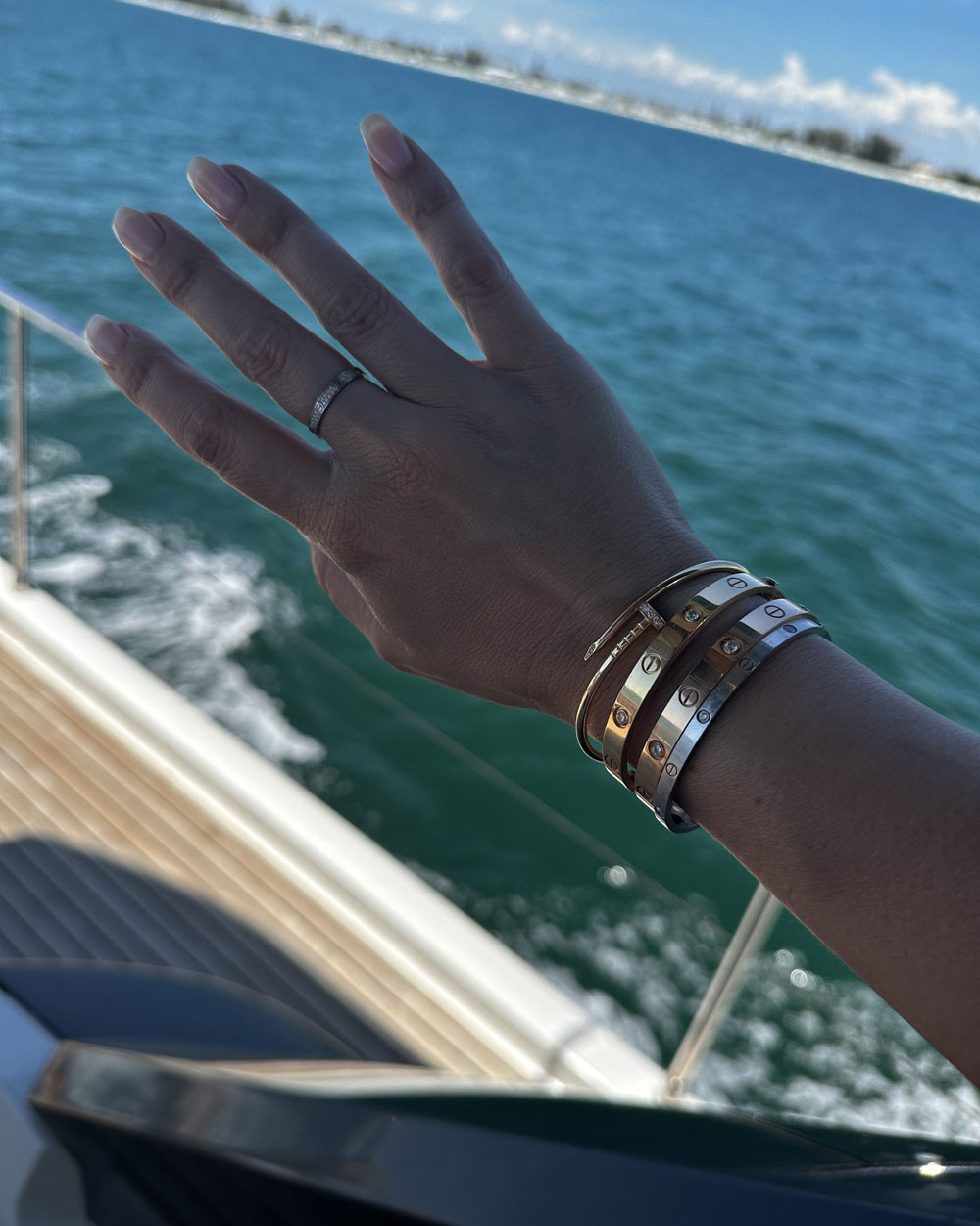 Cartier love + juc stacked bracelets 