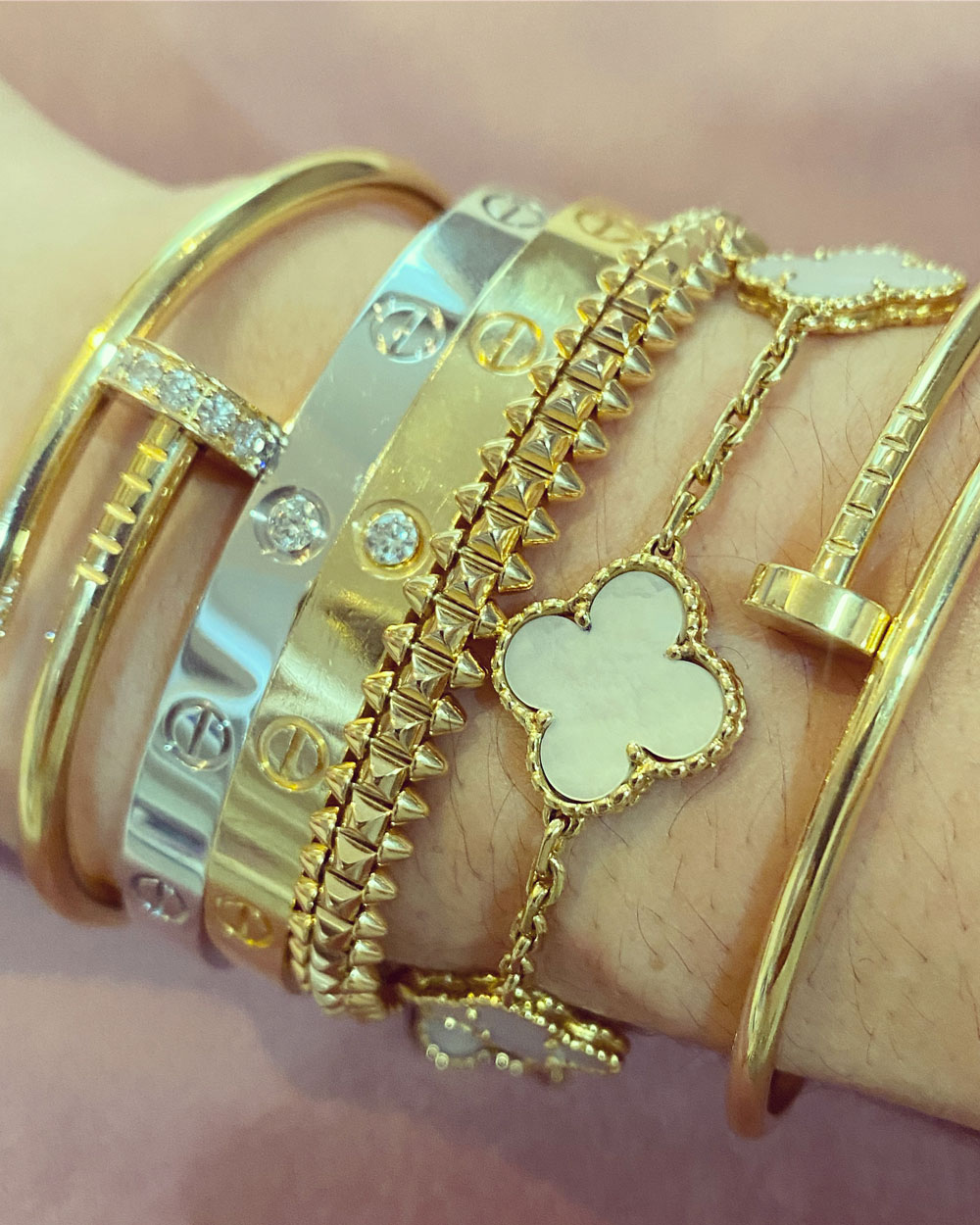 cartier nail bracelet stack