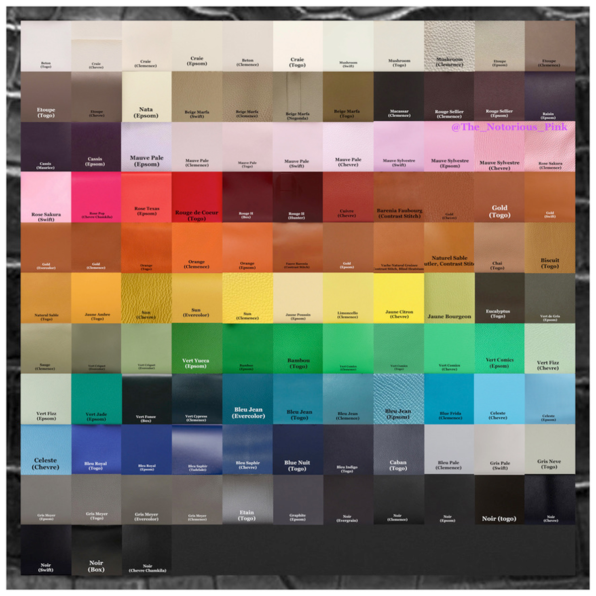 color chart cuivre hermes color