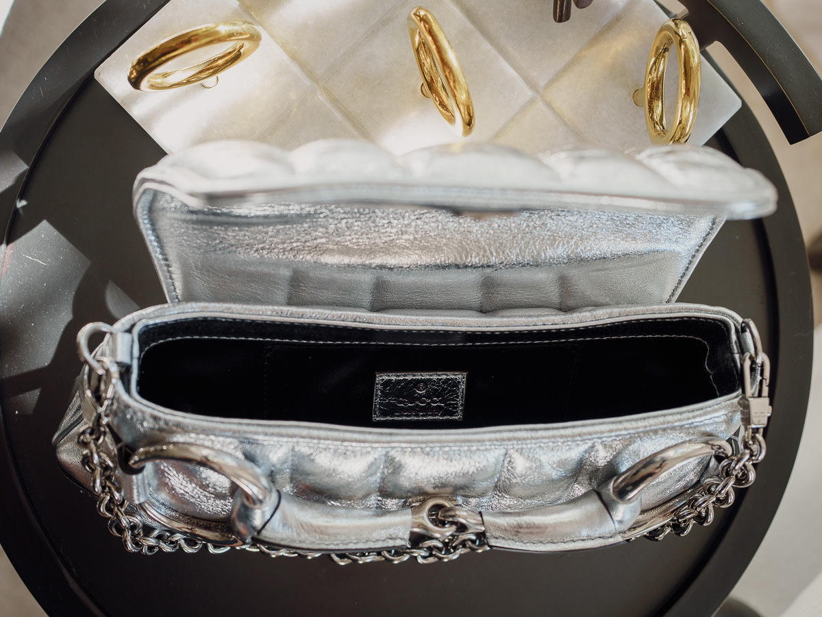 Gucci bag with silver chain best sale