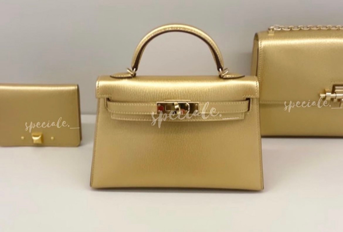 Gold Metallic Bags expected to be produced this season include the Mini Kelly and the Verrou. Photo via Instagrammer @speciale.__.