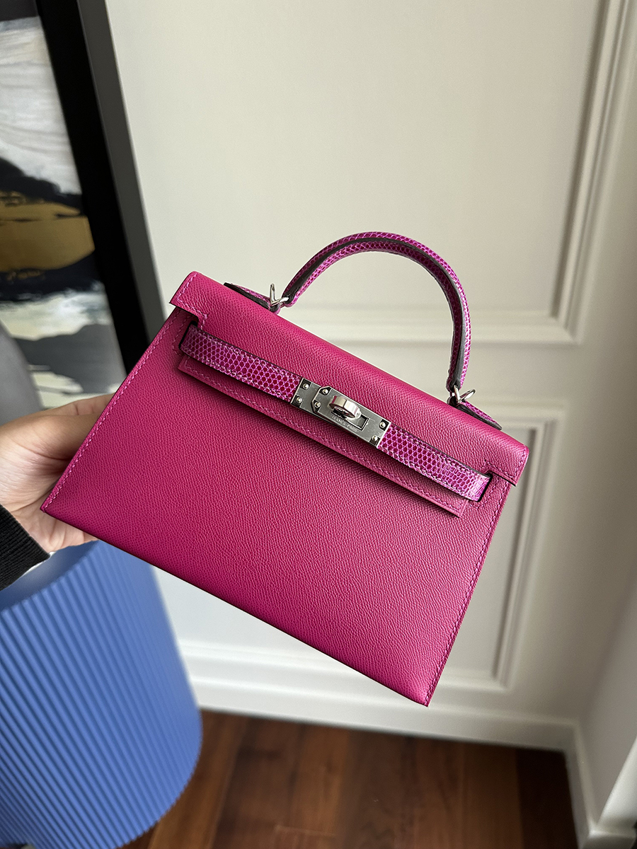 Hermes Kelly 28 Handbag L3 Rose Purple Togo SHW