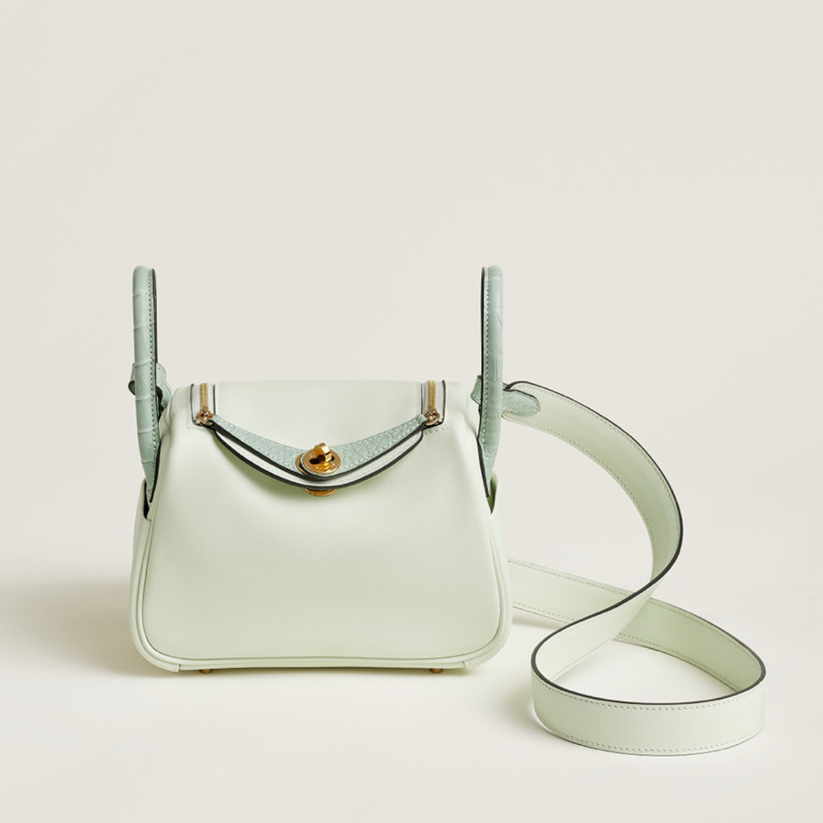 HERMES Lindy Size Mini Swift Leather Vert Fizz