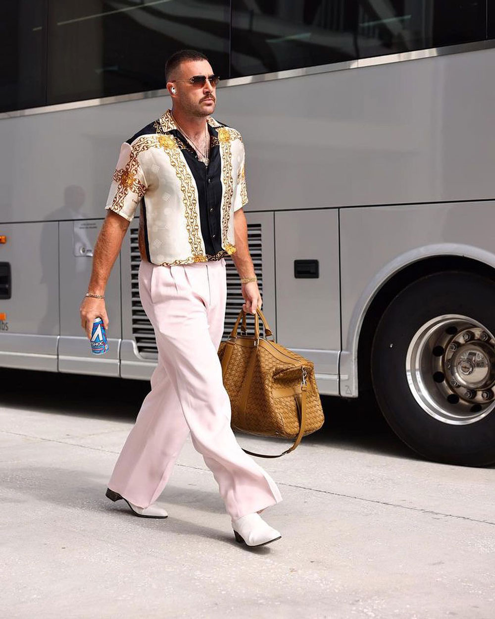 Travis Kelce Bottega Veneta Intrecciato Leather Duffle