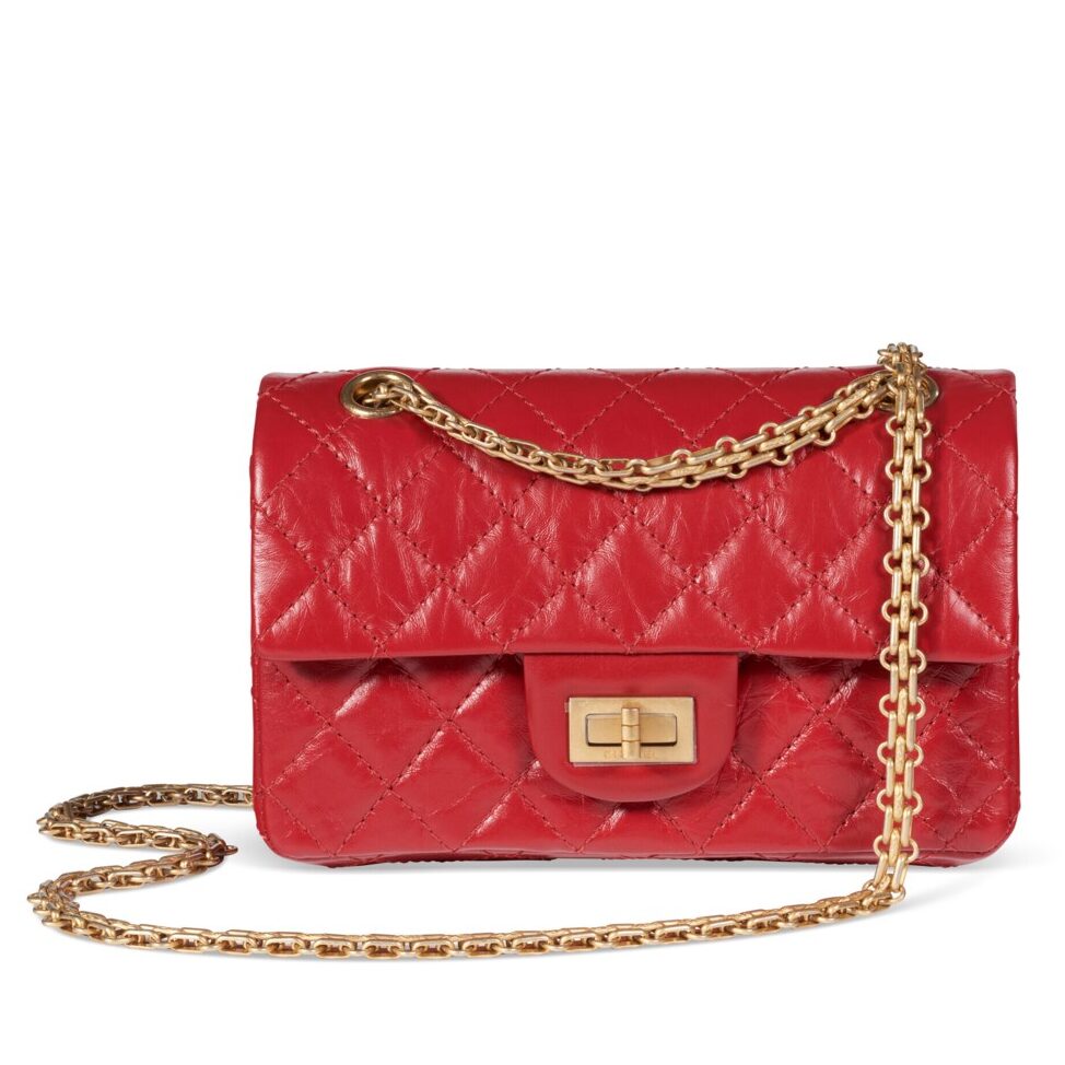 2023 NYR 22082 0008 000a red quilted aged calfskin leather mini reissue 255 flap bag with gol045605