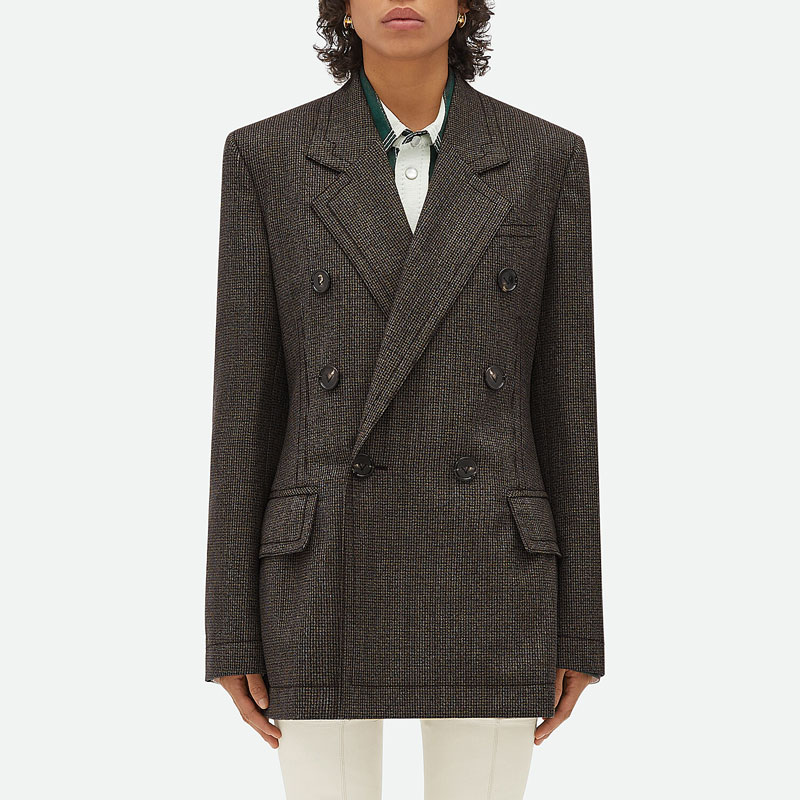 bottega Shoulder Veneta Houndstooth Coat