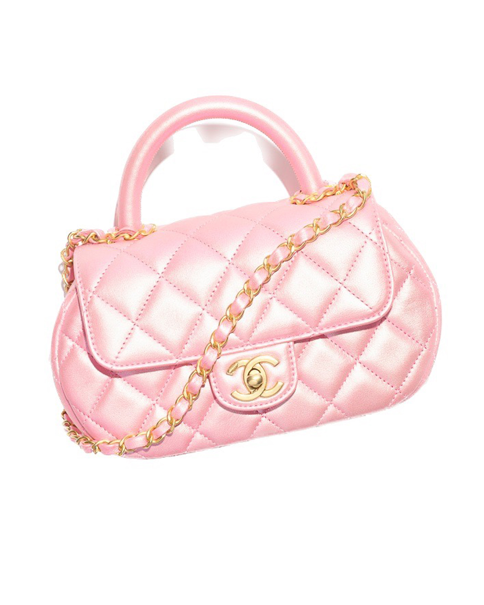 Chanel Bag in coral pearly leather and metal AS4573