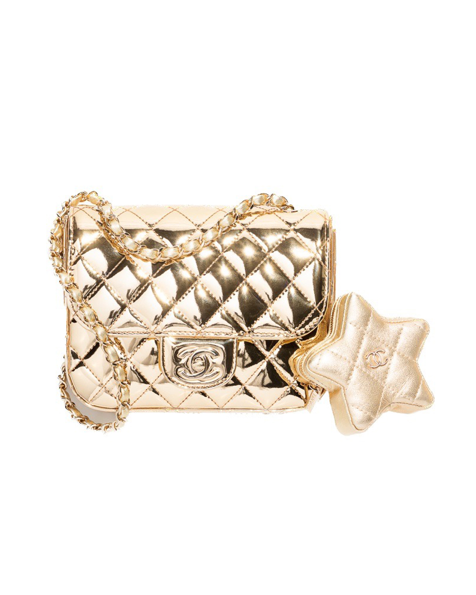 Chanel Bag in light gold mirror leather metallic leather and metal AS4647