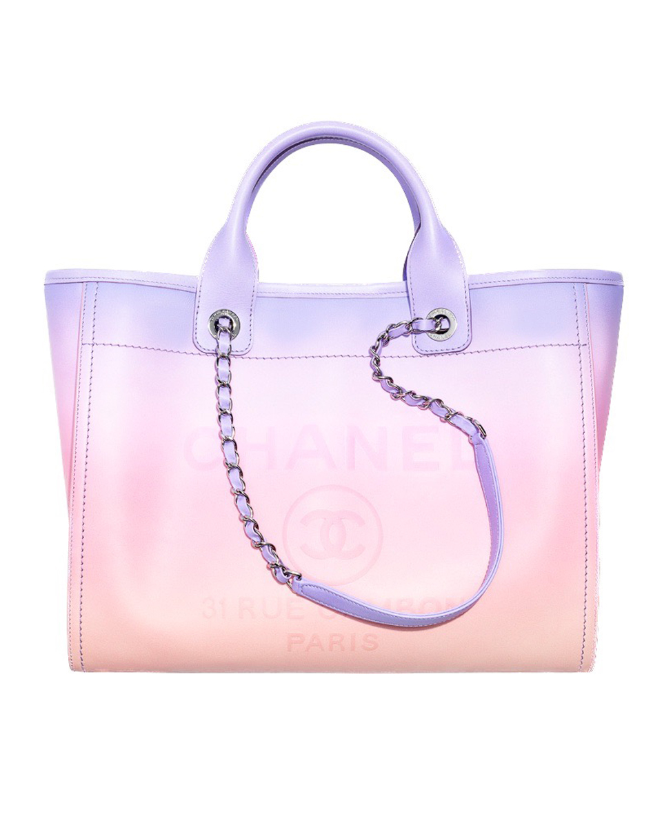 Chanel Bag in shaded light purple, pink and coral leather and metal AS3351