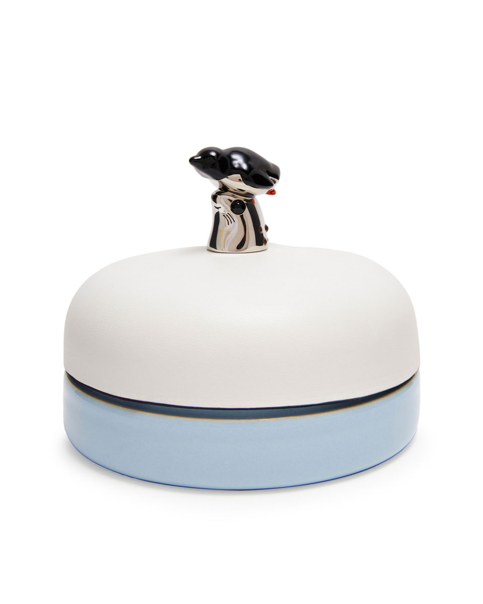 Penguin box in calfskin and ceramic