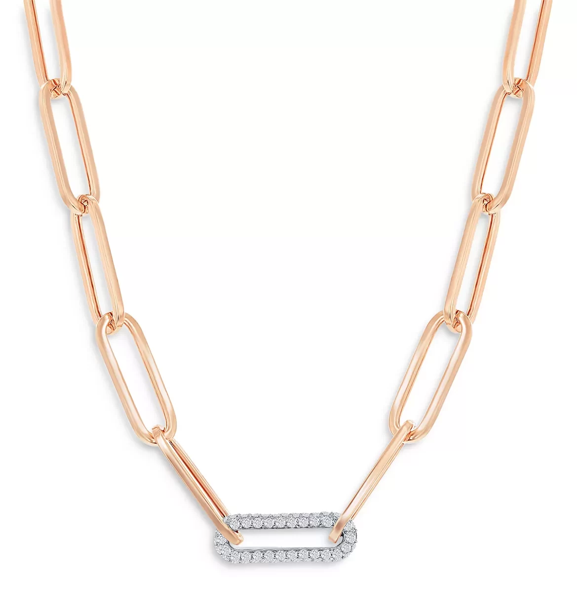 bloomingdales Diamond Paperclip Necklace in 14K White Rose Gold 0.70 ct. t.w. 100 Exclusive