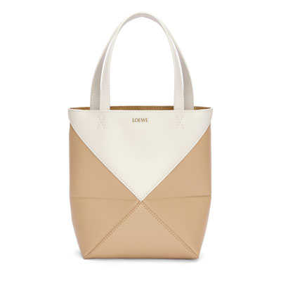 Loewe Mini Puzzle Fold Tote in shiny calfskin