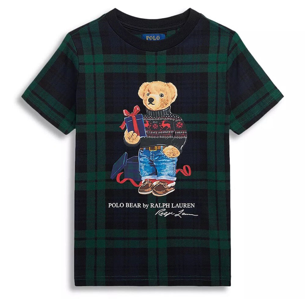 Polo Ralph Lauren Boys Polo Bear Plaid Cotton Jersey Tee Little Kid big Kid Large Polo Ralph Lauren Boys Polo Bear Plaid Cotton Jersey Tee Little Kid big Kid Large