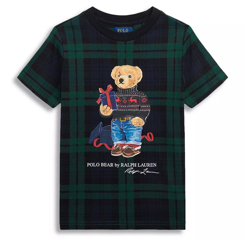 Polo Ralph Lauren Boys Polo Bear Plaid Cotton Jersey Tee Little Kid big Kid Large