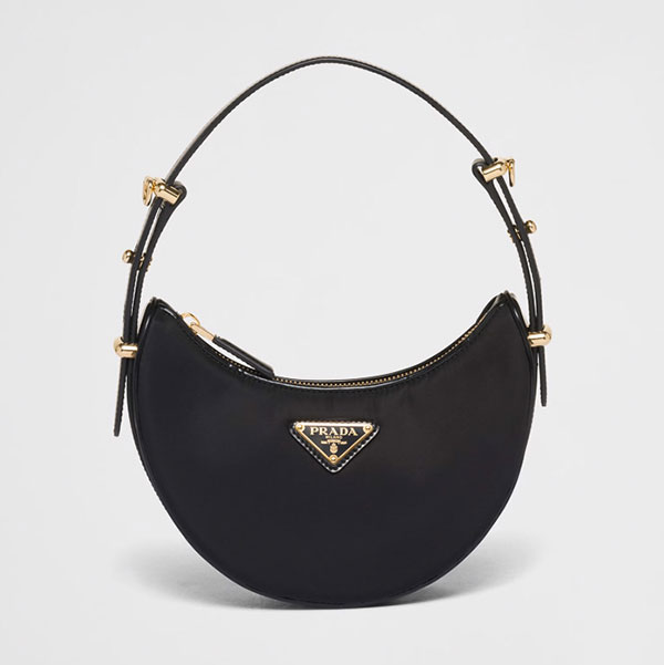 Prada Arque Re Nylon and brushed leather mini cliftoner bag