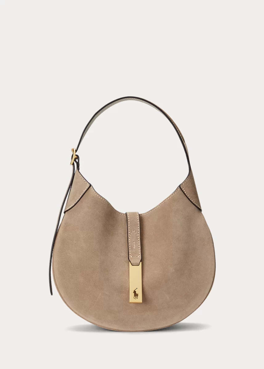 Polo ID Suede Small Shoulder Bag in Clay