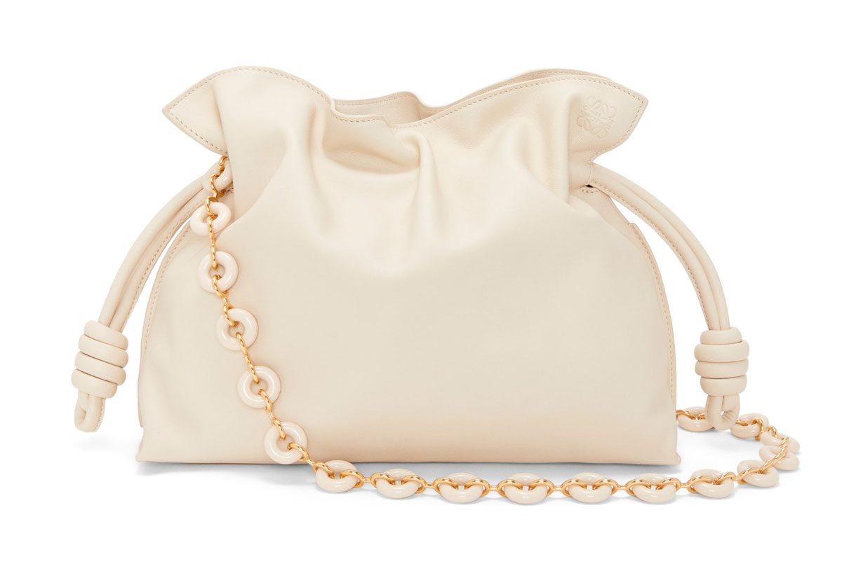 Loewe Flamenco clutch in nappa calfskin Donut chain in resin