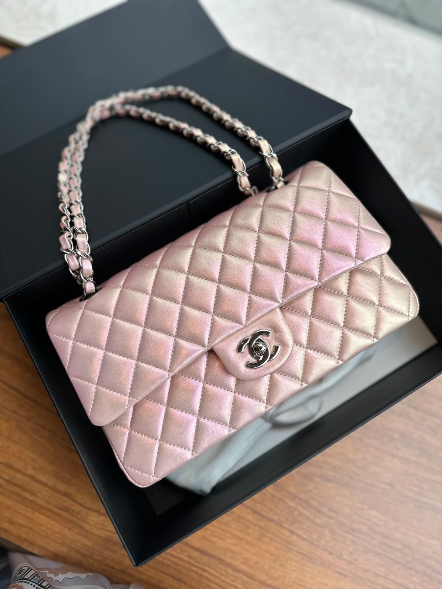 chanel flap bag pink metallic