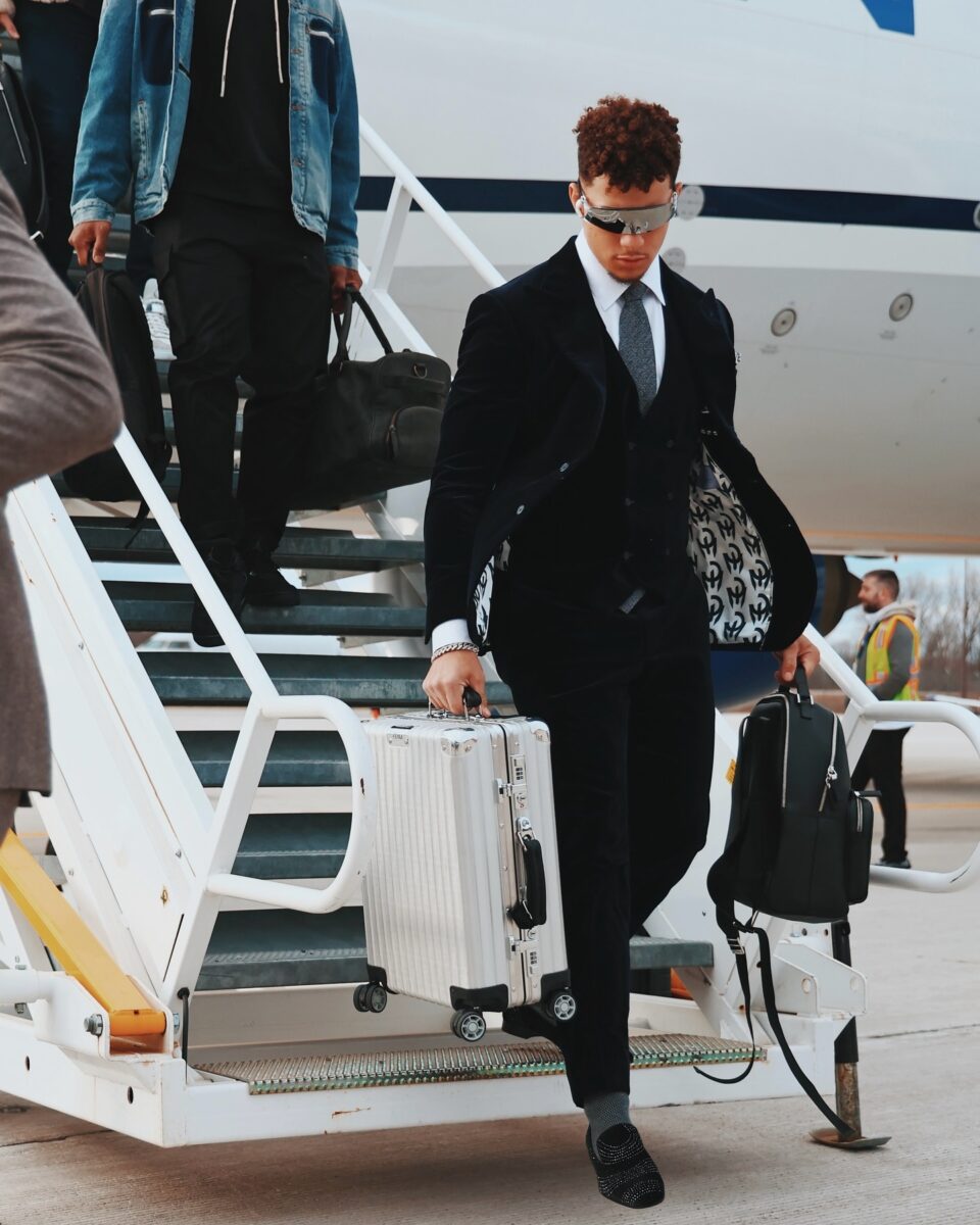 Patrick Mahomes Rimowa aluminum suitcase