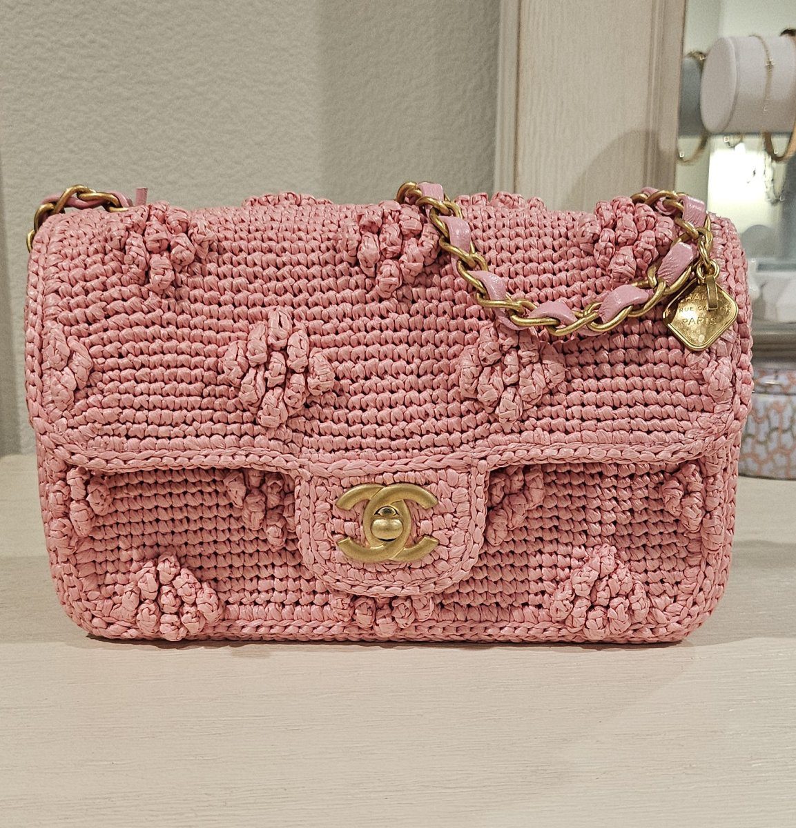 Chanel raffia flap bag