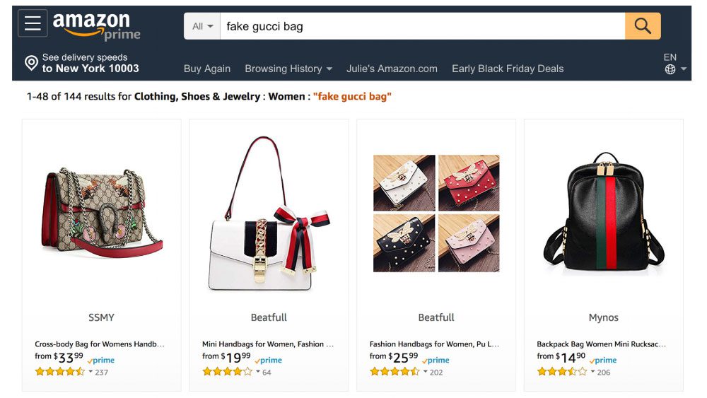 Gucci Bag Fakes on Amazon
