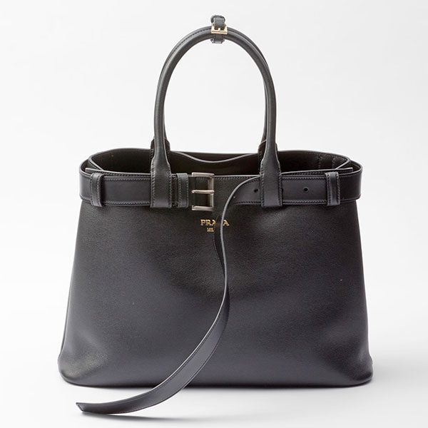 Prada Large Buckle Bag Across-Body in Black