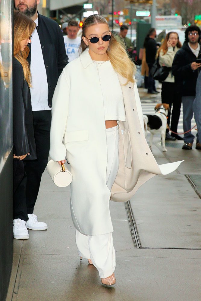 Sydney Sweeney Hermes Winter White Look