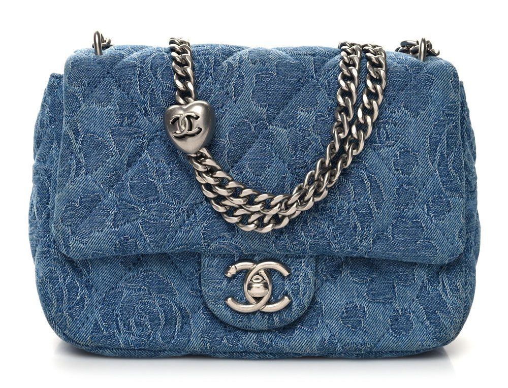 chanel Denim Quilted Camellia Mini Flap Blue chanel Denim Quilted Camellia Mini Flap Blue