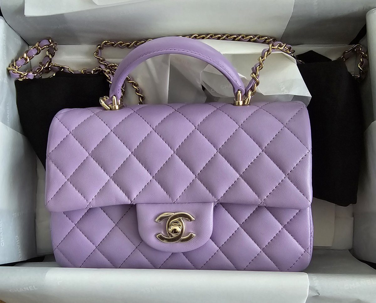 chanel lavender flap bag