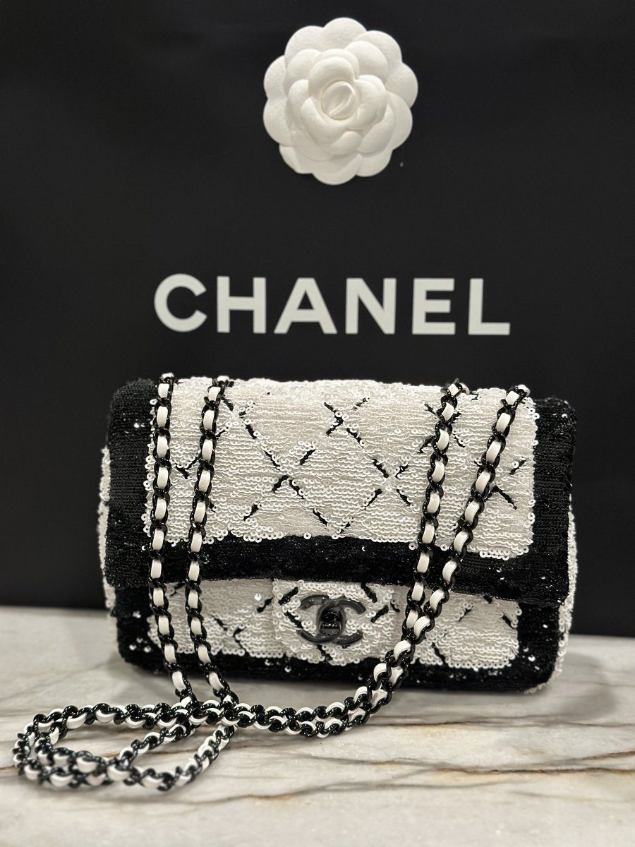 chanel sequined mini flap