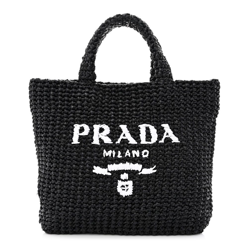 prada Raffia Logo Small Tote Black prada Raffia Logo Small Tote Black