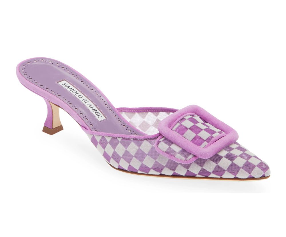 Manolo Blahnik Maysalebi Buckle Kitten Heel Mule Manolo Blahnik Maysalebi Buckle Kitten Heel Mule